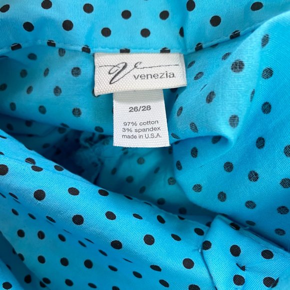 Venezia 26/28 Blue w/ Black Polka Dot Button Down - Picture 7 of 8